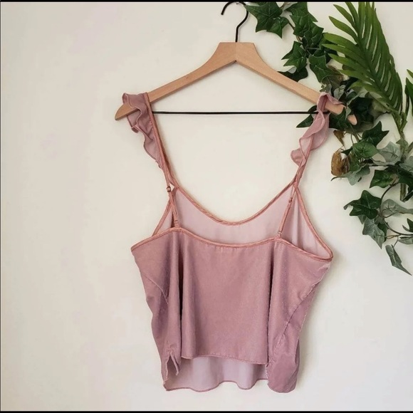 Velvet Ruffle Cami Shorts 2-Piece Pink Pajama Set - Picture 3 of 9